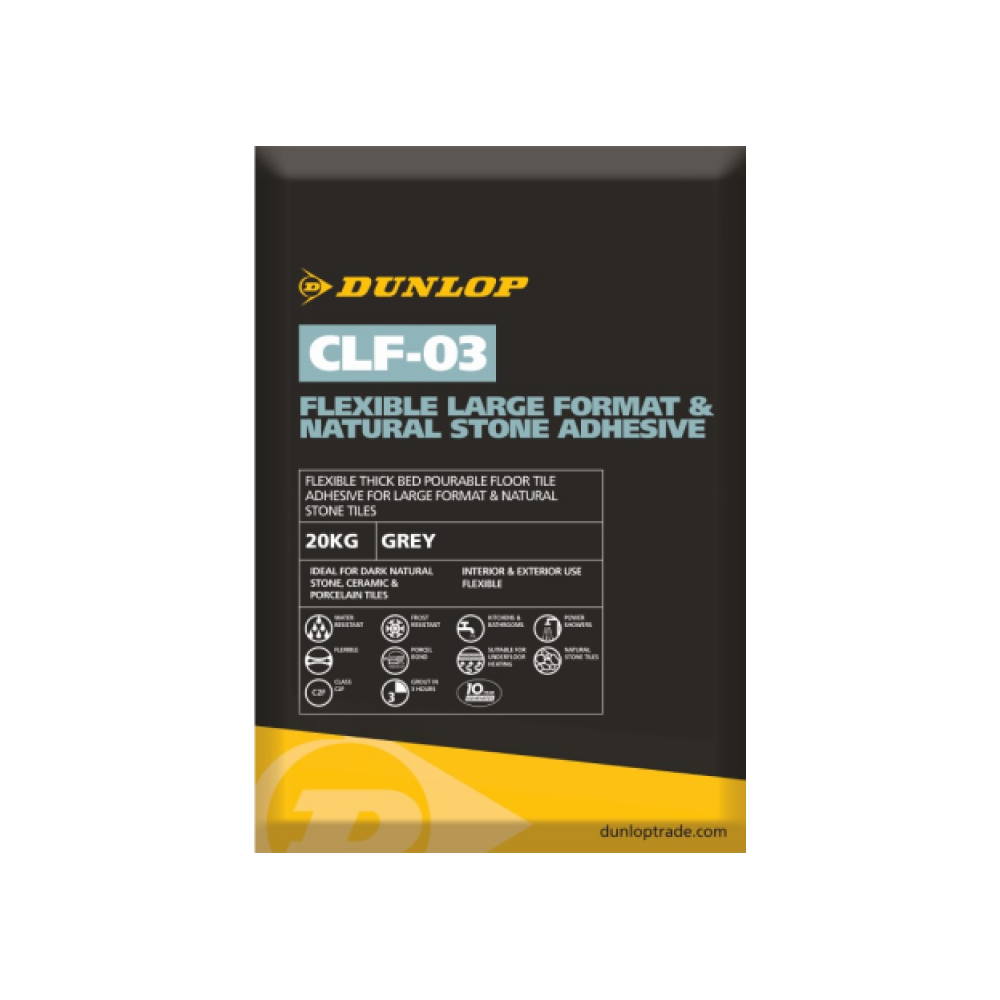 Dunlop CLF-03 Flexible Large Format and Natural Stone Adhesive Grey